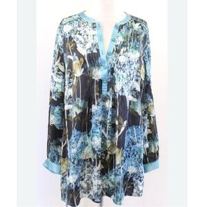 Soft Surroundings Hydrangea Silk Blouse Top Size Small